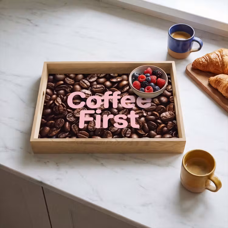 Vassoio - Coffee First - Chicchi di caffè - Rosa — 3