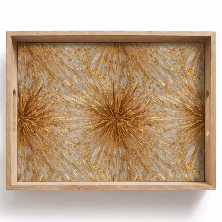 Vassoio - Esplosione - Astratto - Oro - Bianco — 1
