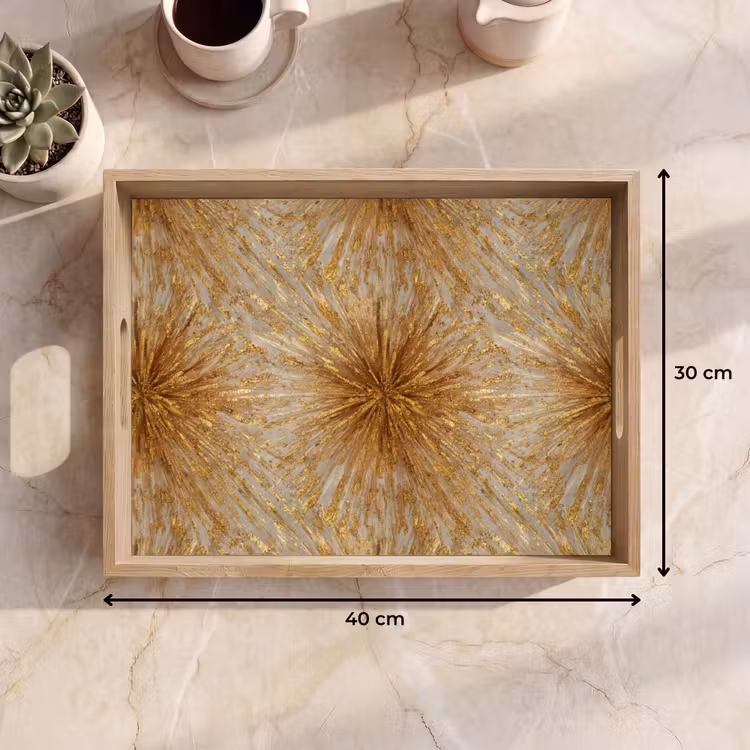 Vassoio - Esplosione - Astratto - Oro - Bianco — 7