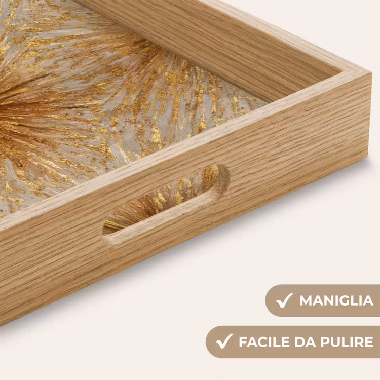 Vassoio - Esplosione - Astratto - Oro - Bianco — 8