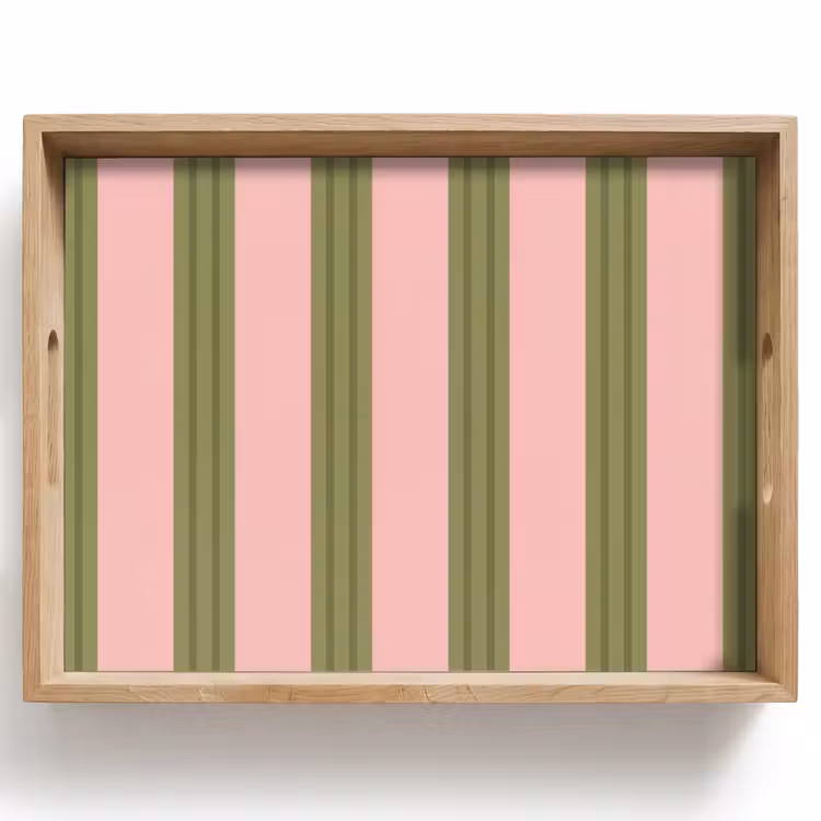 Vassoio - Motivo - Righe - Astratto - Rosa - Verde — 1