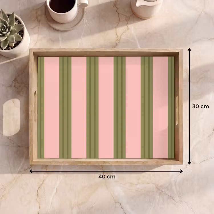 Vassoio - Motivo - Righe - Astratto - Rosa - Verde — 7