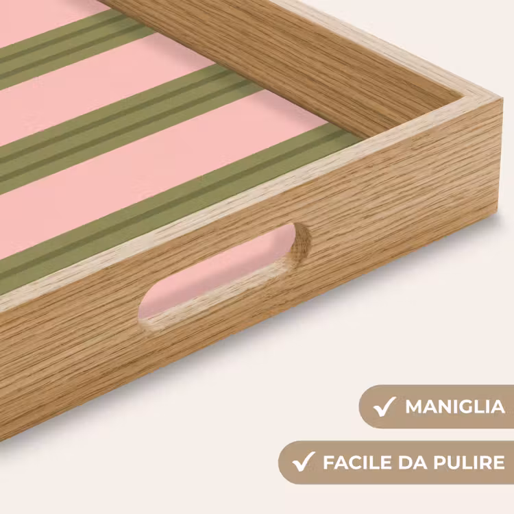 Vassoio - Motivo - Righe - Astratto - Rosa - Verde — 8