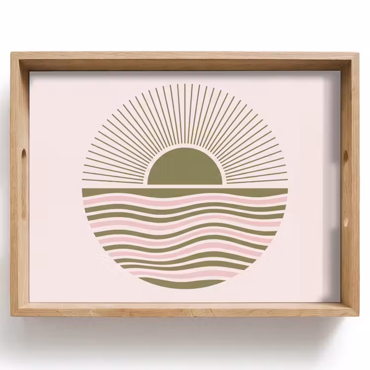 Vassoio - Sole - Mare - Astratto - Moderno - Rosa — 1