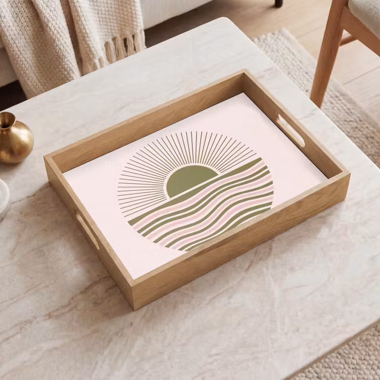 Vassoio - Sole - Mare - Astratto - Moderno - Rosa — 2