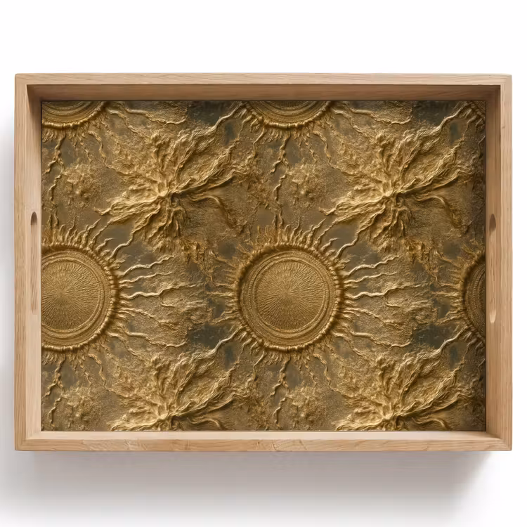 Vassoio - Sole - Rilievo - Antico - Oro — 1