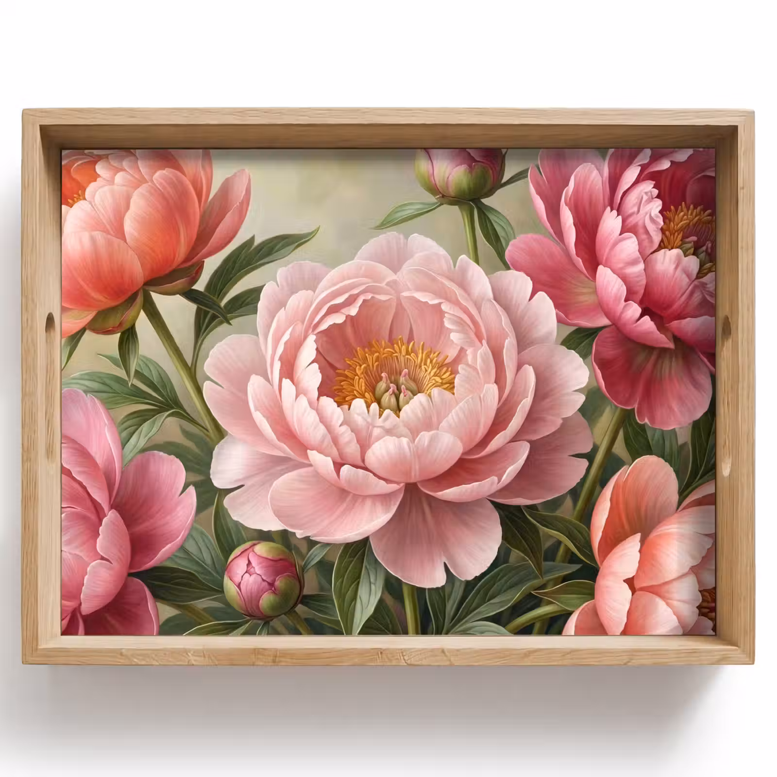 Vassoio - Fiori - Rosa - Classico - Ricco di dettagli - Natura — 1