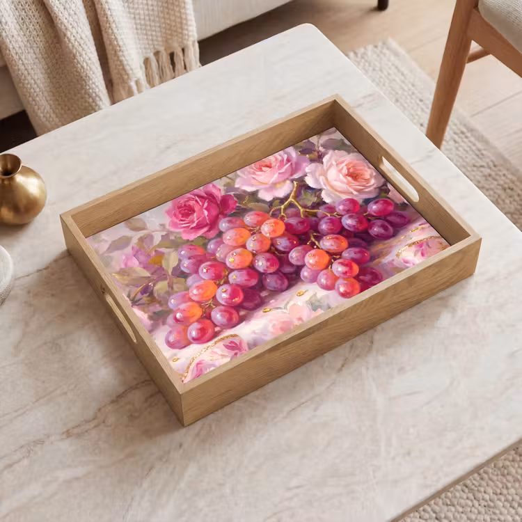 Vassoio - Cibo - Fiori - Natura morta - Rosa - Oro — 2