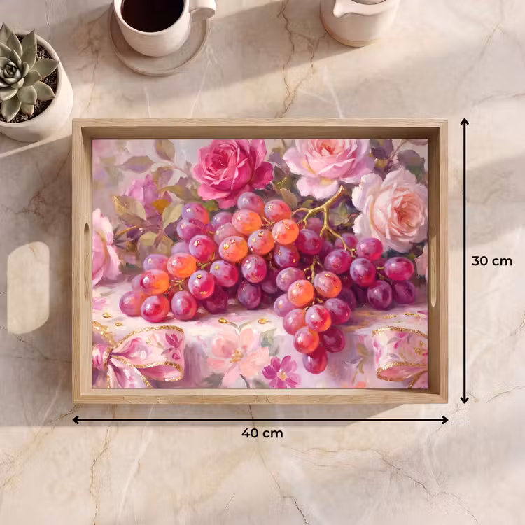Vassoio - Cibo - Fiori - Natura morta - Rosa - Oro — 7
