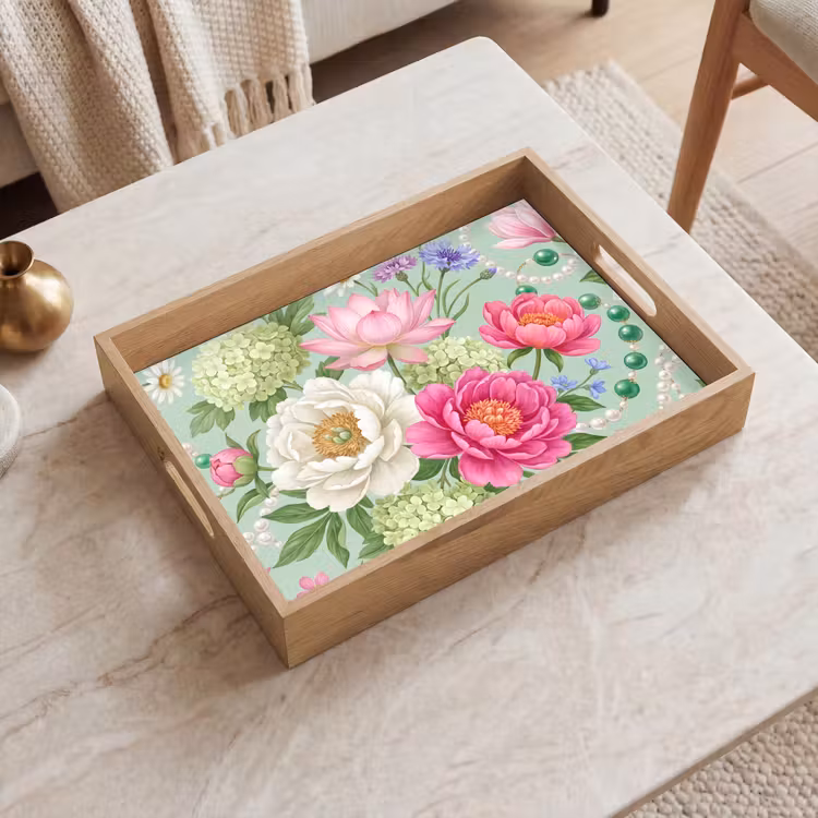 Vassoio - Fiori - Motivo - Botanico - Verde — 2