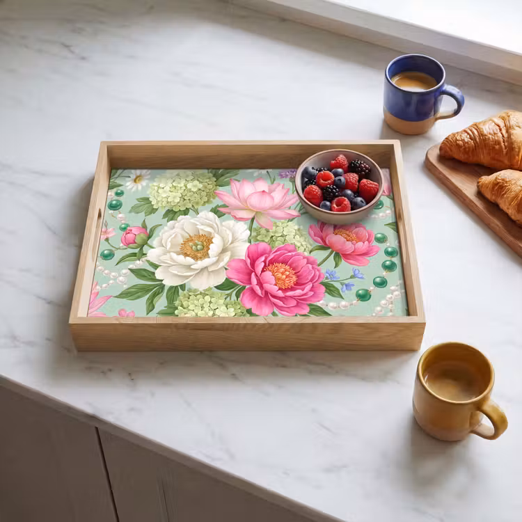 Vassoio - Fiori - Motivo - Botanico - Verde — 3