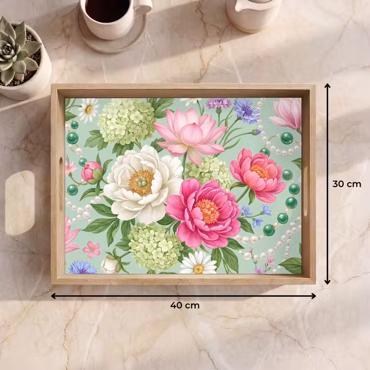 Vassoio - Fiori - Motivo - Botanico - Verde — 7