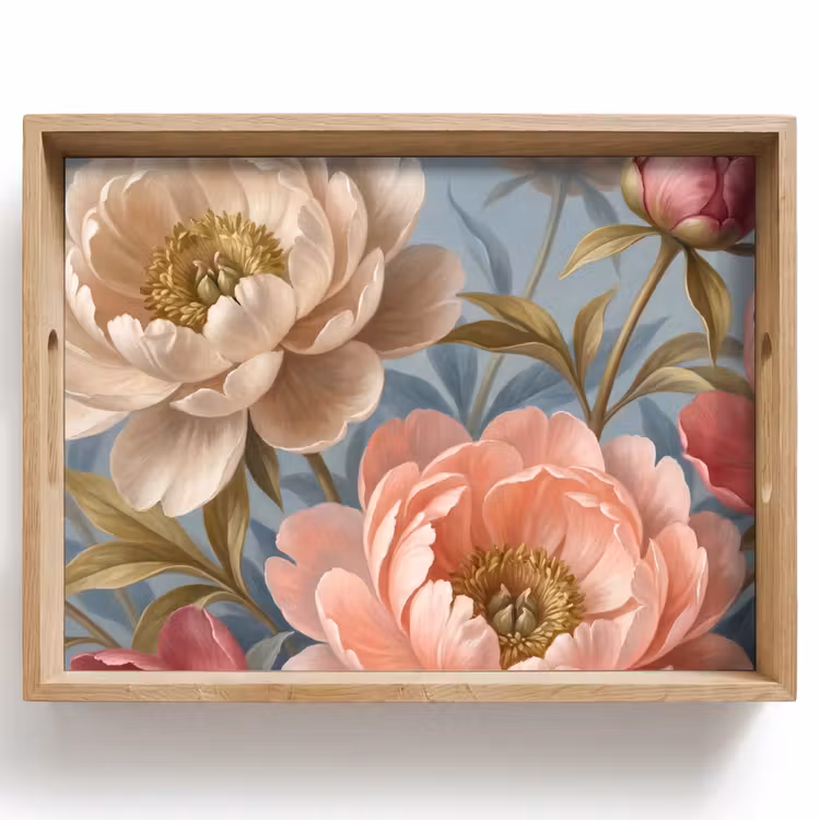 Vassoio - Fiori - Rosa - Beige - Moderno - Natura — 1