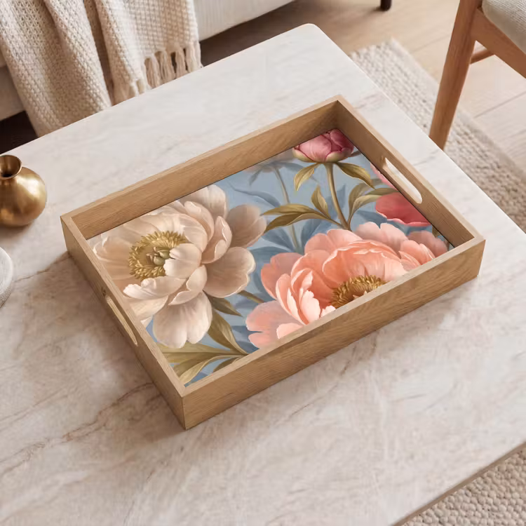 Vassoio - Fiori - Rosa - Beige - Moderno - Natura — 2