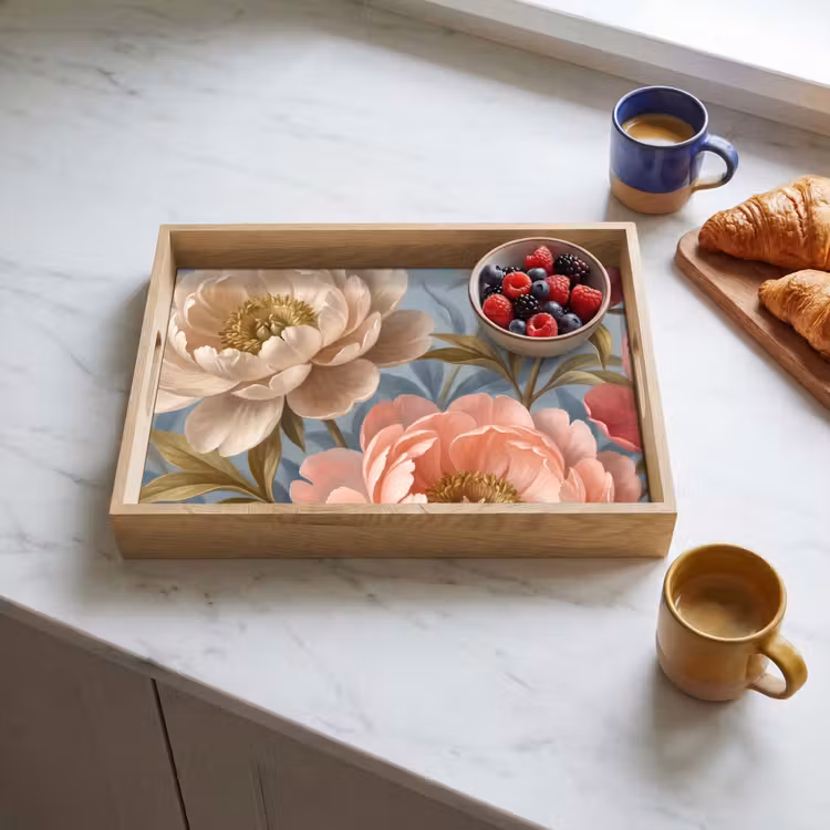 Vassoio - Fiori - Rosa - Beige - Moderno - Natura — 3