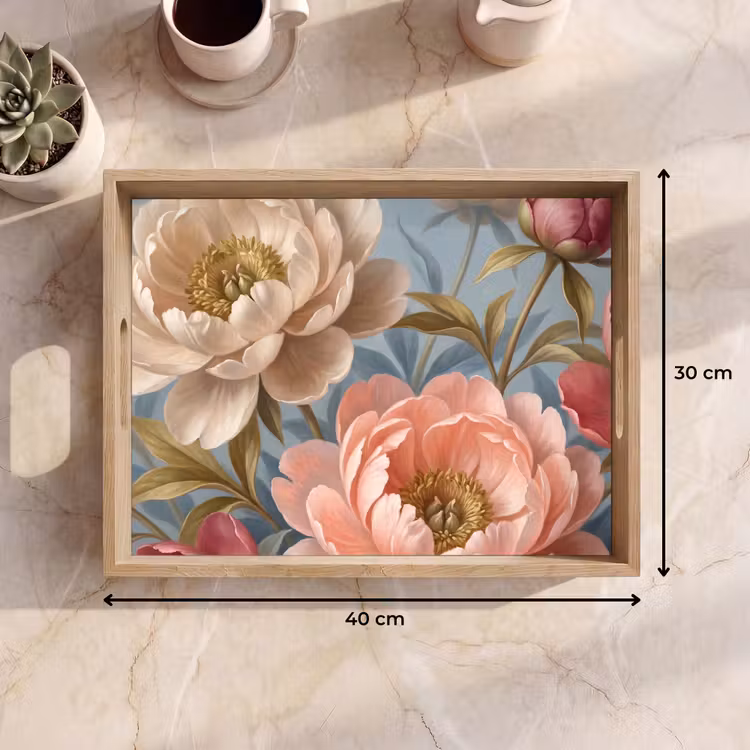 Vassoio - Fiori - Rosa - Beige - Moderno - Natura — 7