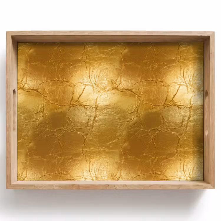 Vassoio - Foglia d'oro - Vintage - Texture - Oro caldo — 1