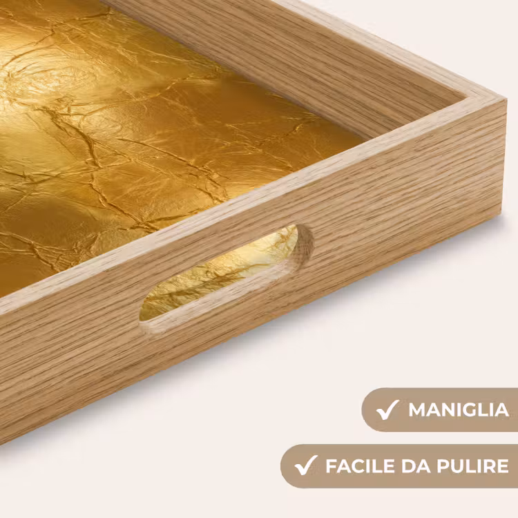 Vassoio - Foglia d'oro - Vintage - Texture - Oro caldo — 8