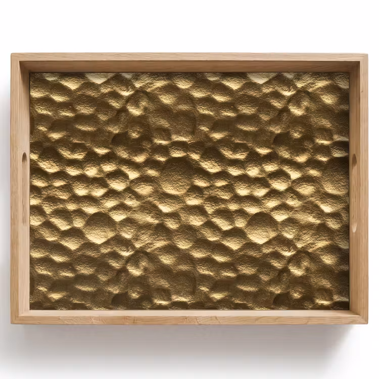 Vassoio - Martellato - Rilievo - Trama - Oro bronzo — 1