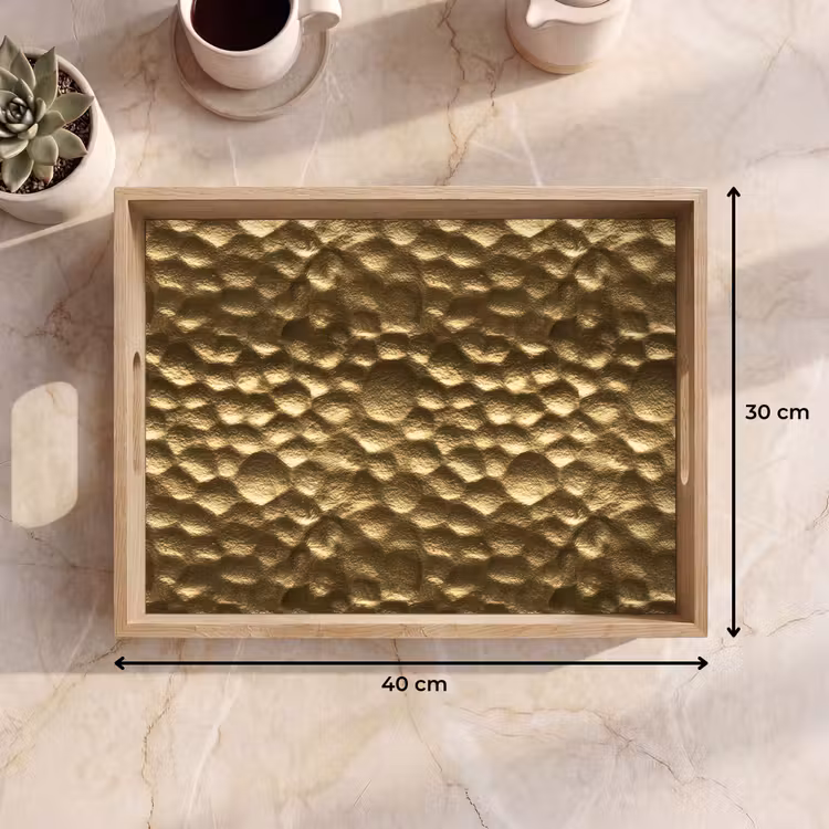 Vassoio - Martellato - Rilievo - Trama - Oro bronzo — 7