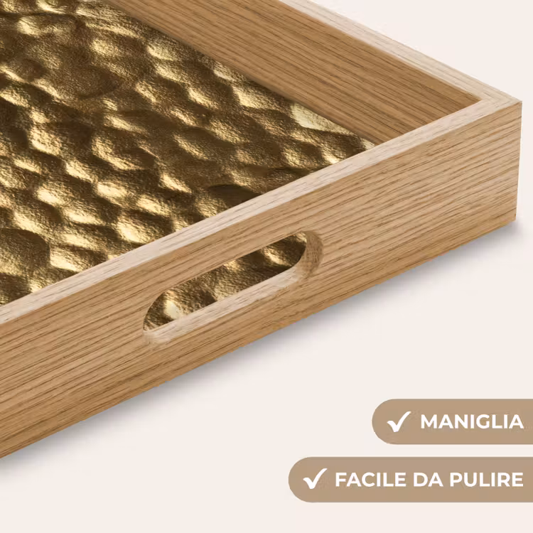 Vassoio - Martellato - Rilievo - Trama - Oro bronzo — 8