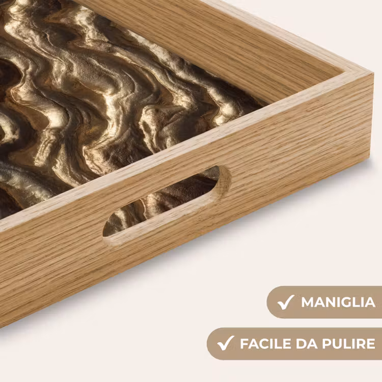 Vassoio - Rilievo - Onde - Astratto - Oro bronzo — 8