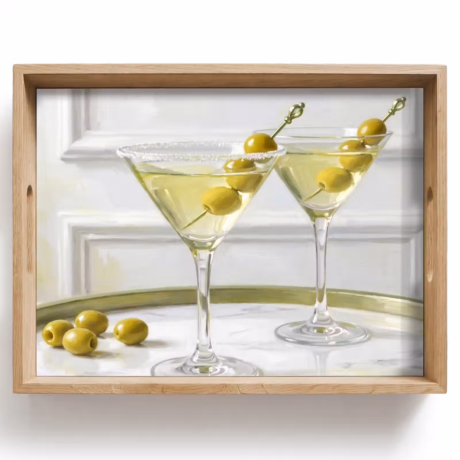 Vassoio - Bevande - Martini - Olive - Moderno - Bianco — 1