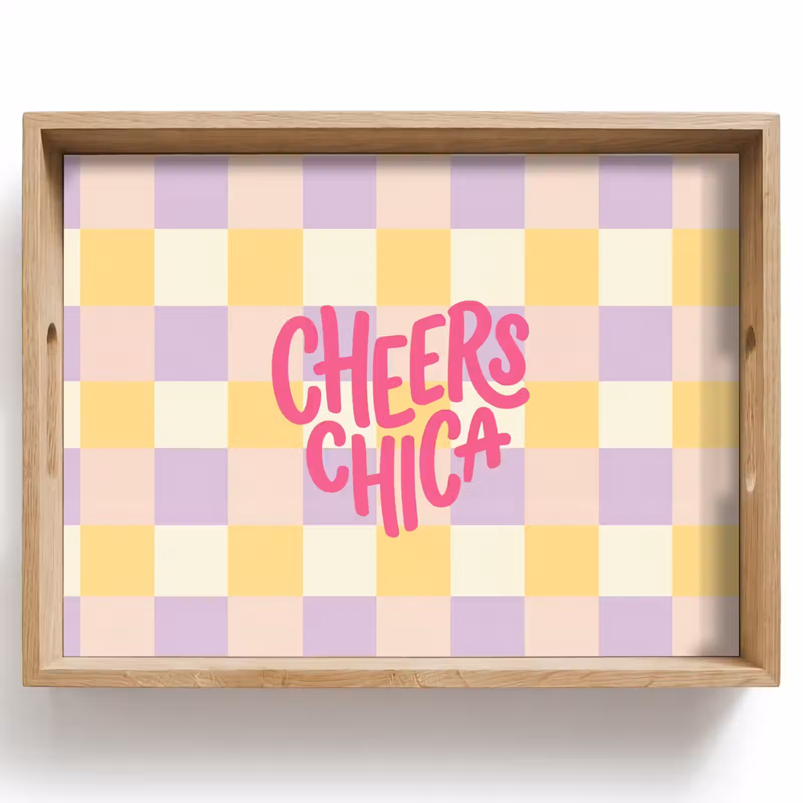 Vassoio - Cheers Chica - A quadretti - Lilla - Giallo — 1
