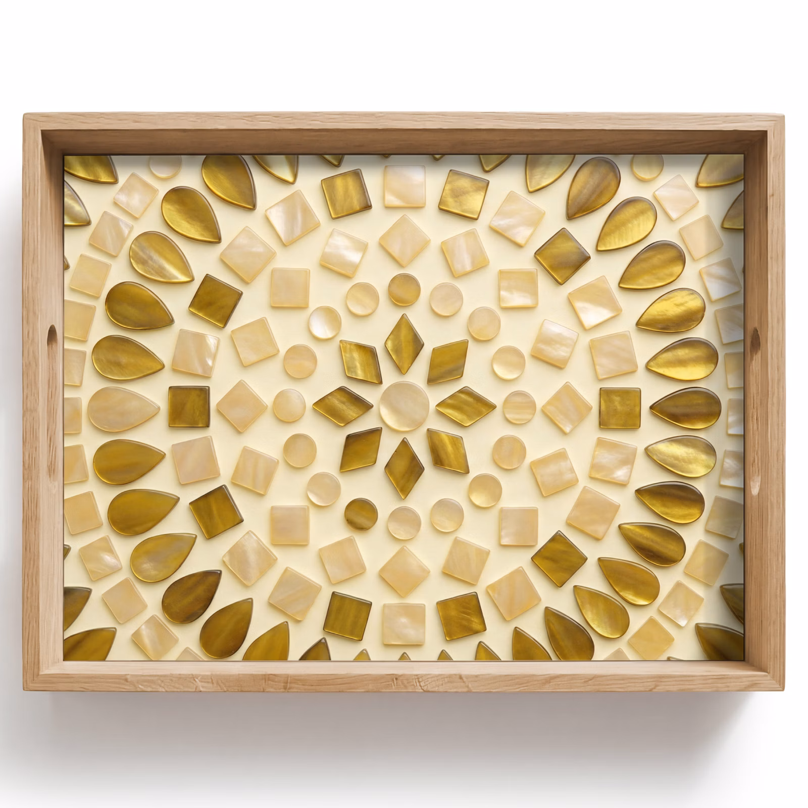 Vassoio - Motivo - Forme - Mosaico - Astratto - Oro — 1
