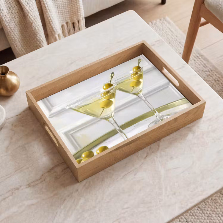 Vassoio - Bevande - Martini - Olive - Moderno - Bianco — 2