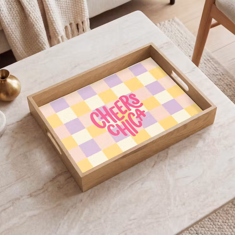 Vassoio - Cheers Chica - A quadretti - Lilla - Giallo — 2