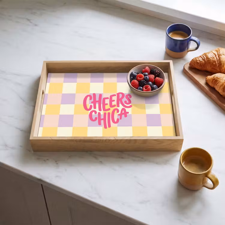 Vassoio - Cheers Chica - A quadretti - Lilla - Giallo — 3