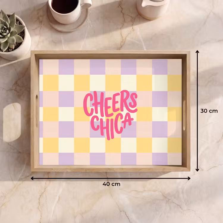 Vassoio - Cheers Chica - A quadretti - Lilla - Giallo — 7