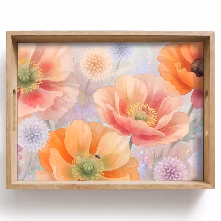 Vassoio - Fiori - Acquerello - Natura - Moderno - Colorato — 1