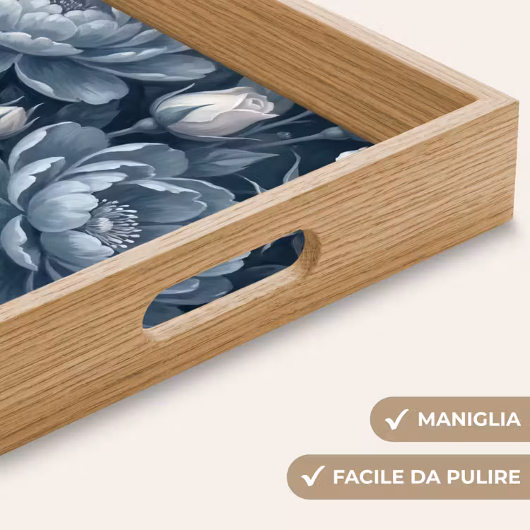 Vassoio - Fiori - Mazzo - Inverno - Astratto - Blu — 8