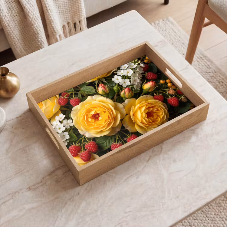 Vassoio - Fiori - Mazzo - Natura - Classico - Giallo — 2