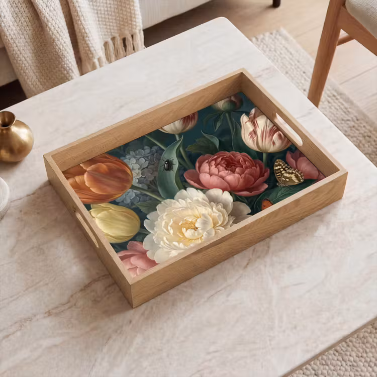 Vassoio - Fiori - Mazzo - Natura - Classico - Scuro — 2