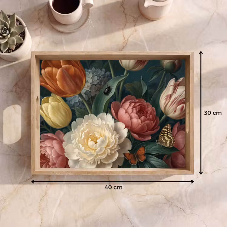 Vassoio - Fiori - Mazzo - Natura - Classico - Scuro — 7