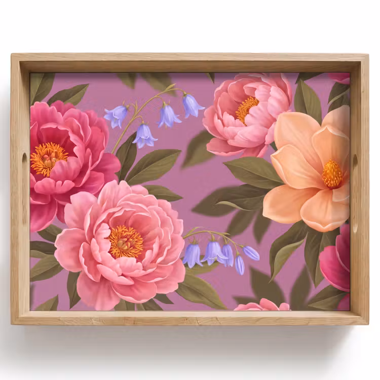 Vassoio - Fiori - Motivo - Illustrazione - Rosa — 1