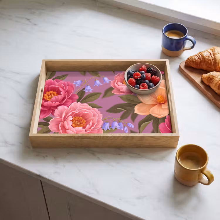 Vassoio - Fiori - Motivo - Illustrazione - Rosa — 3