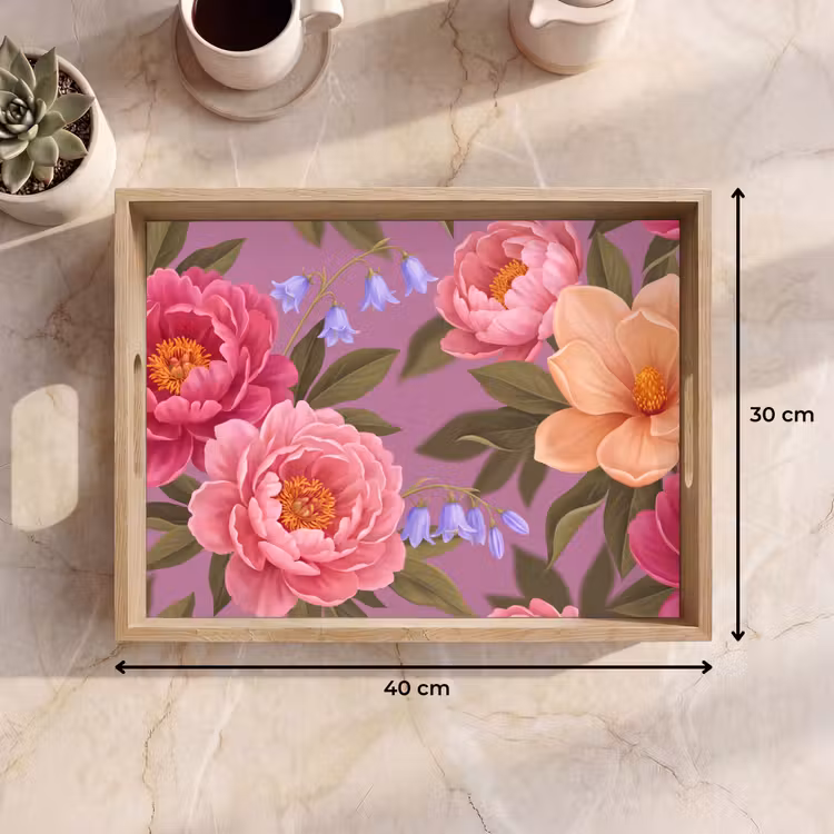 Vassoio - Fiori - Motivo - Illustrazione - Rosa — 7
