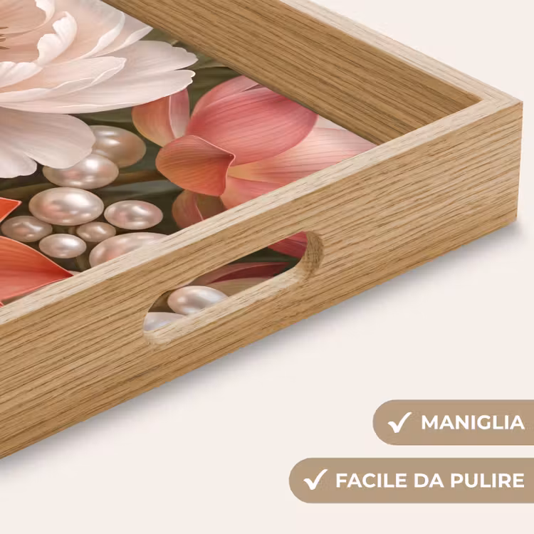 Vassoio - Fiori - Perle - Elegante - Rosa - Bianco — 8