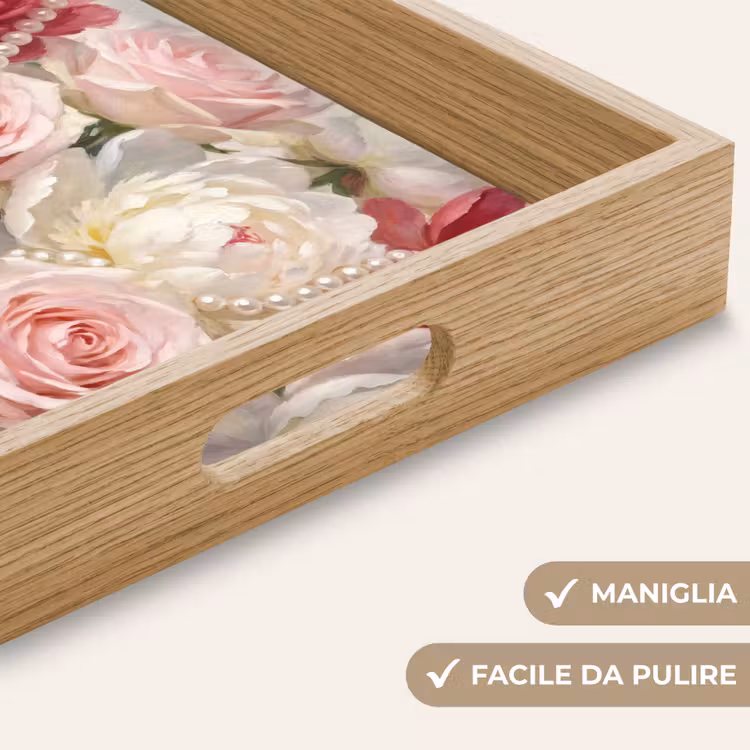Vassoio - Fiori - Perle - Romanticismo - Classico - Rosa — 8