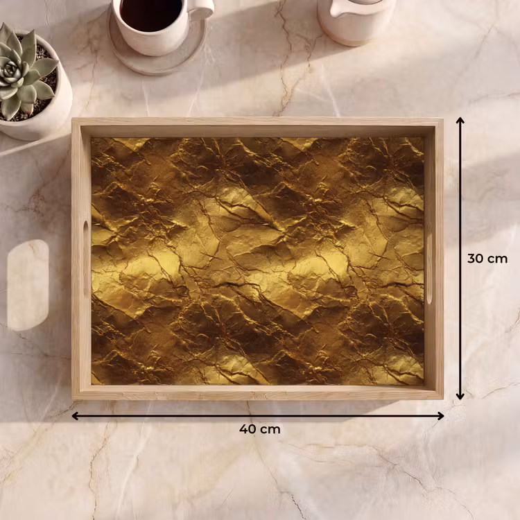 Vassoio - Foglia d'oro - Texture - Oro — 7