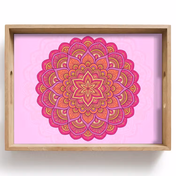 Vassoio - Mandala - Cerchio - Spirituale - Orientale - Rosa — 1