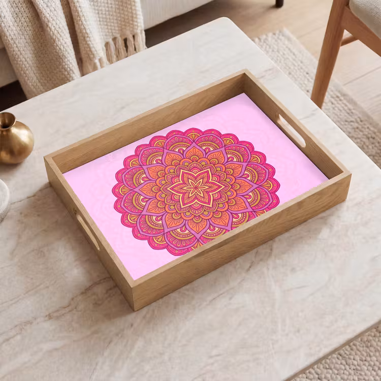 Vassoio - Mandala - Cerchio - Spirituale - Orientale - Rosa — 2