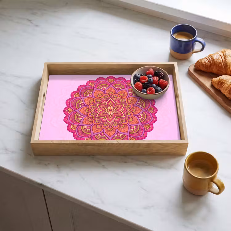Vassoio - Mandala - Cerchio - Spirituale - Orientale - Rosa — 3