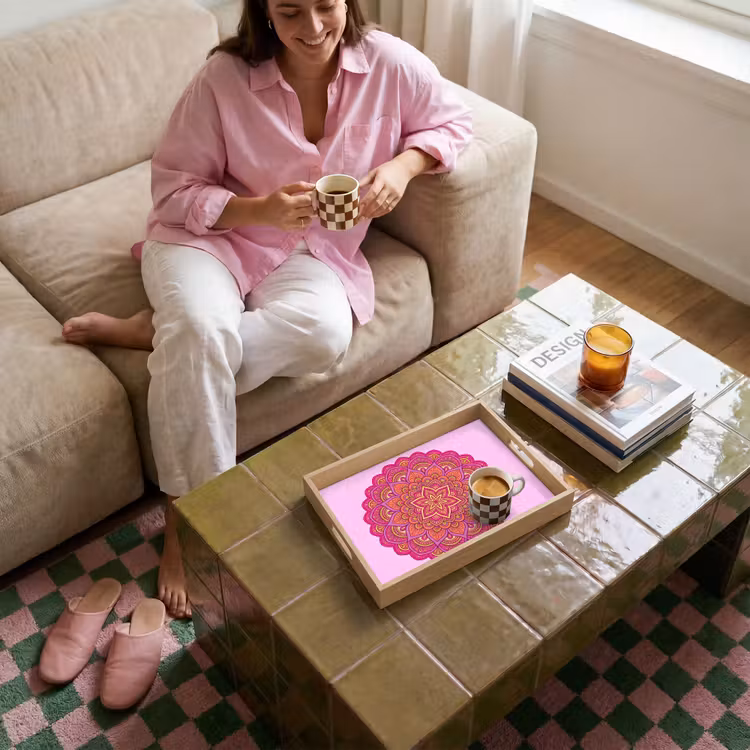 Vassoio - Mandala - Cerchio - Spirituale - Orientale - Rosa — 4
