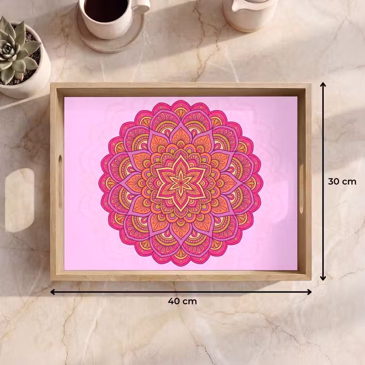 Vassoio - Mandala - Cerchio - Spirituale - Orientale - Rosa — 7