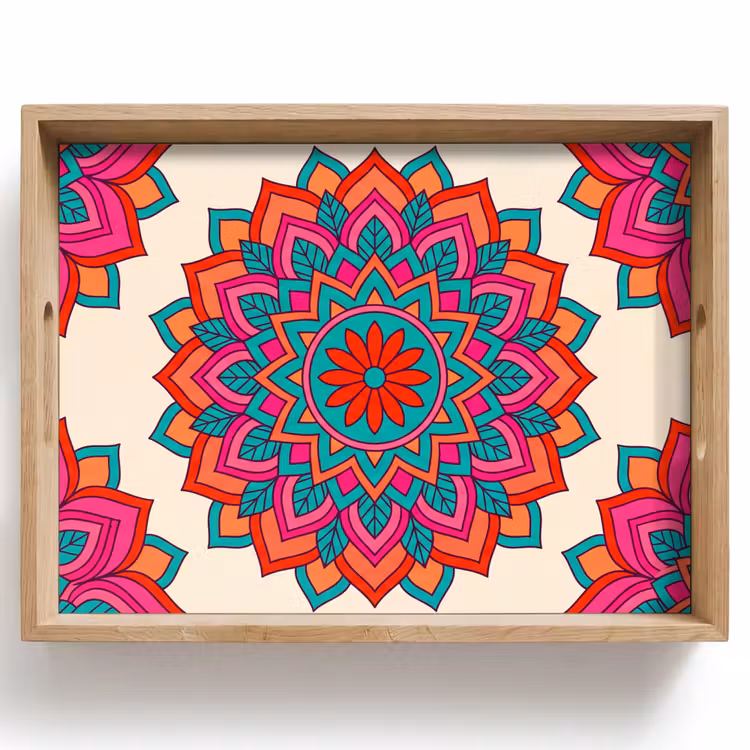 Vassoio - Mandala - Motivo - Astratto - Colorato - Moderno — 1